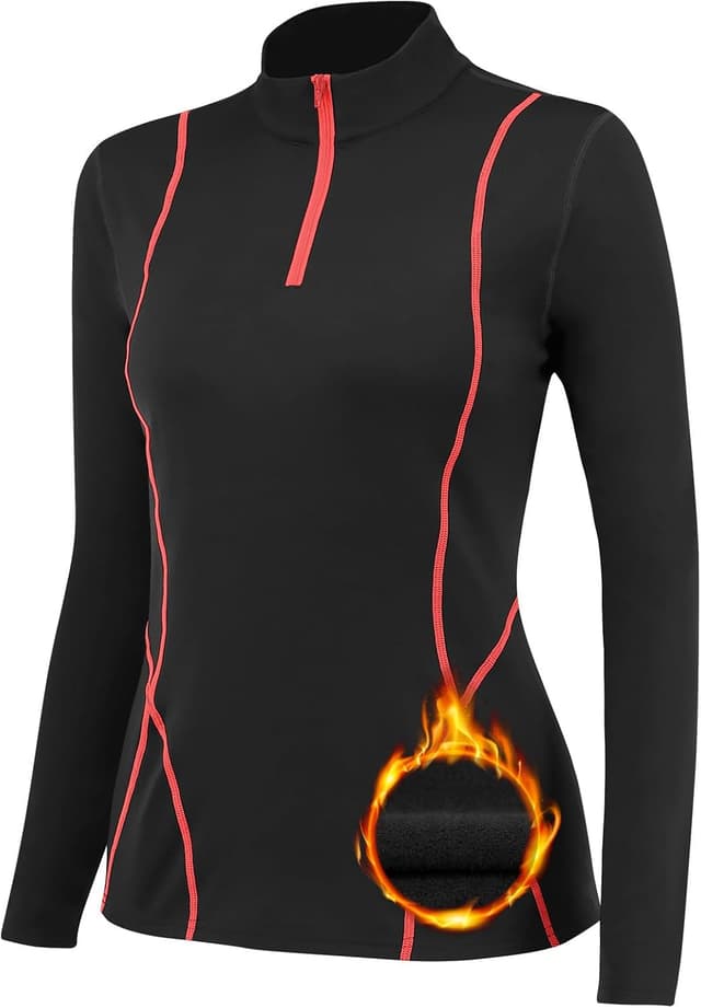 Detalle de TERODACO Women’s Half Zip Thermal Base Layer with Micro Fleece