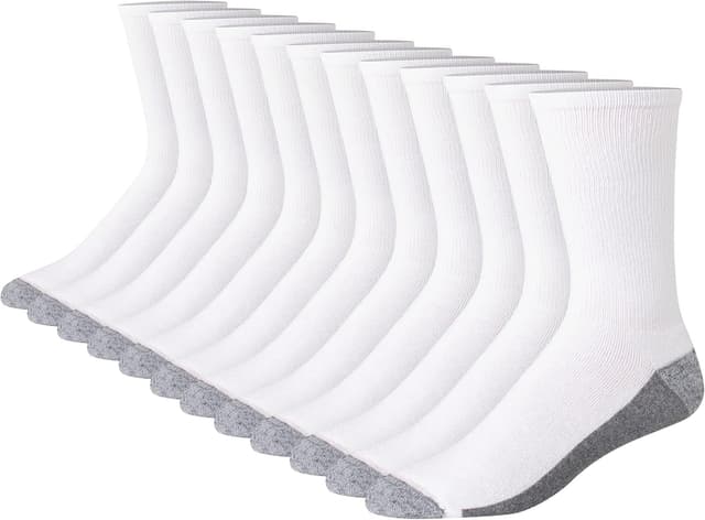 Detalle de Hanes Men’s Padded Crew Socks (Moisture-Wicking & Odor Control) — Pack of Multiple