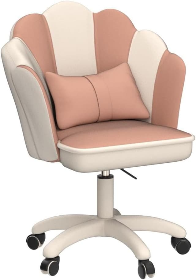 Detalle 2 de XUEGW Schreibtischstuhl mit Blütenblatt-Design aus Samt, Schleife und 360° Dreh-Rollen fürs Heimbüro