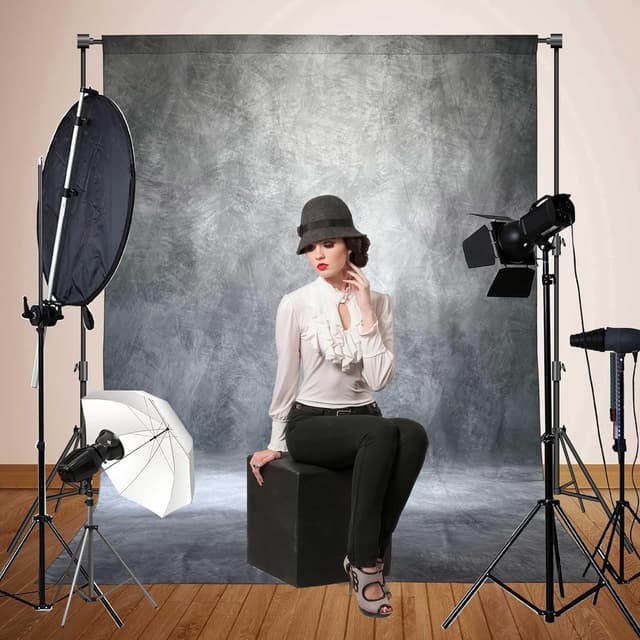 Detalle de Haboke Abstract Professional Photography Backdrop (8x10ft, Grey, Polyester Fabric Roller Pocket, Backdrop Only)
