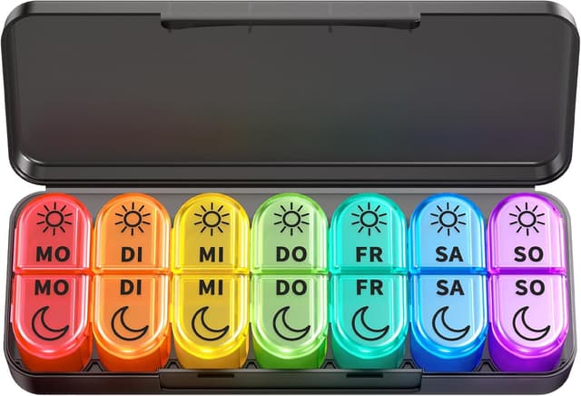 Imagen de Doruimi Tablettenbox 7 Tage 2 Fächer Schwarz en OfertitasTOP