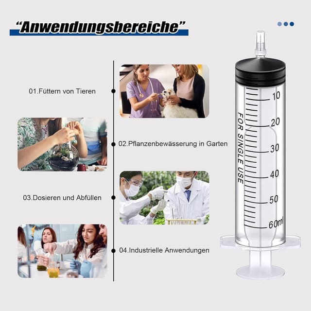Detalle 1 de 60 ml Kunststoff Dosierspritzen, 5er-Set