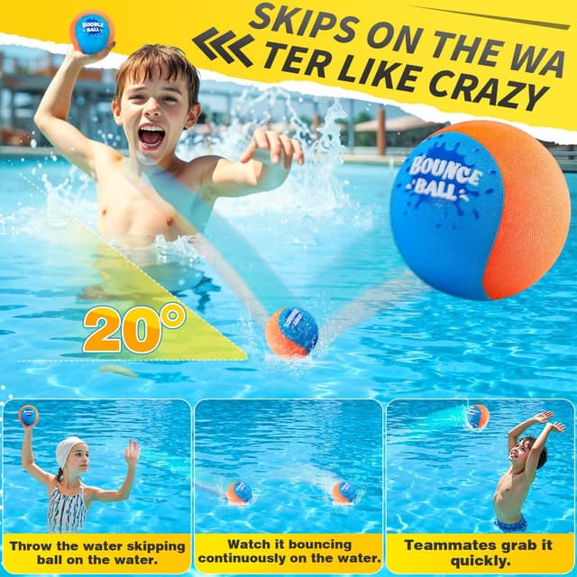 Detalle de KmmiFF Wasser-Sprungball (2er-Set) für Outdoor-Spiele am Strand, See & Pool – für Kinder von 5 bis 12 Jahren