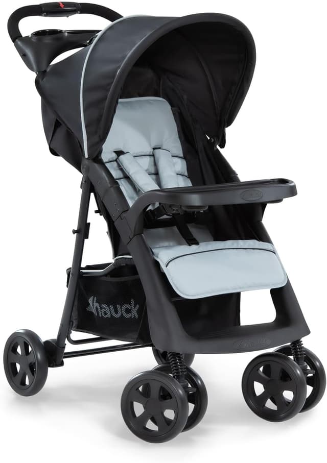 Detalle de Hauck Shopper Neo II Caviar/Silver Lightweight Pushchair with Snack Tray, Cup Holder & Raincover