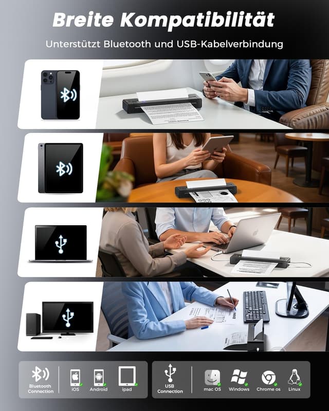 Detalle de TATTMUSE Thermodrucker A4 (Bluetooth, mobil) für A4/A5/B5 mit Thermopapier