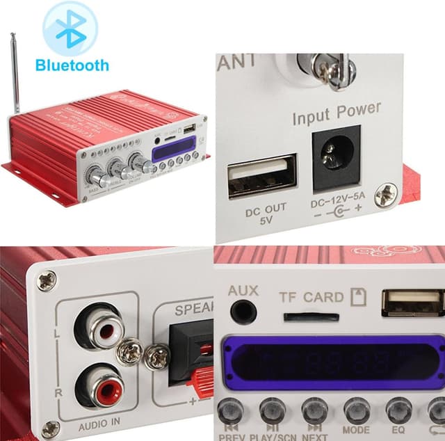 Detalle de WINGONEER Mini Bluetooth Hi‑Fi AMP 12V