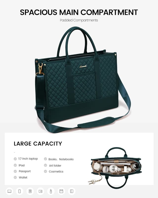 Detalle de LOVEVOOK Borsa università donna grande con tracolla rimovibile e protezione per laptop e iPad