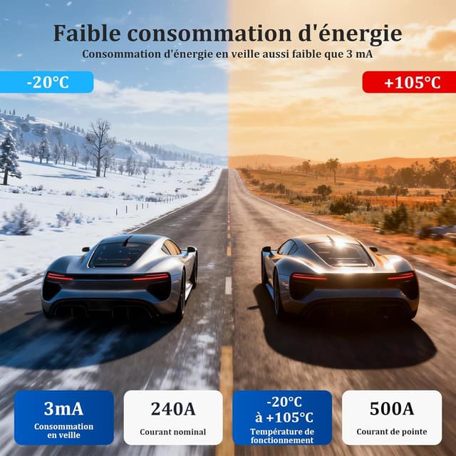 Detalle de Coupe Circuit Batterie 12 V télécommandé sans fil avec écran LED (voiture, camping-car, bateau, ATV)