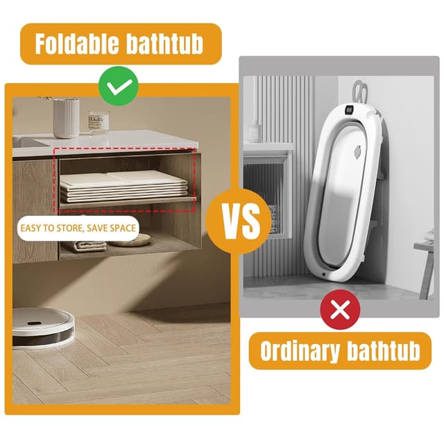 Detalle de Faltbare Badewanne für Kinder (0–8 Jahre) mit Ablassschraube – tragbares Kleinkindbad, Beige