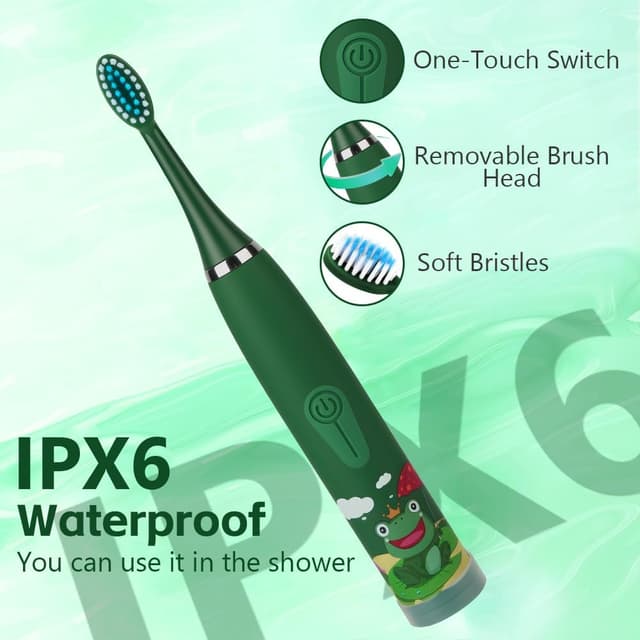 Detalle de Vicloon Spazzolino Elettrico per Bambini con timer intelligente e 6 testine sostituibili (IPX6)