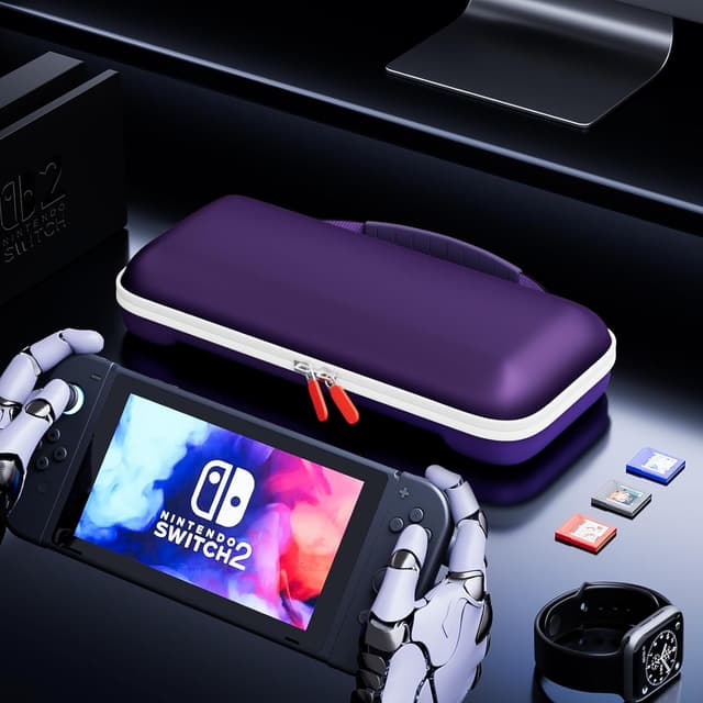 Detalle de ProCase Carrying Case for Nintendo Switch 2 (2025) with 24 Game Card Slots – Purple
