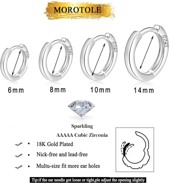 Detalle de MOROTOLE 4 Paar Creolen 6–14 mm 925 Silber