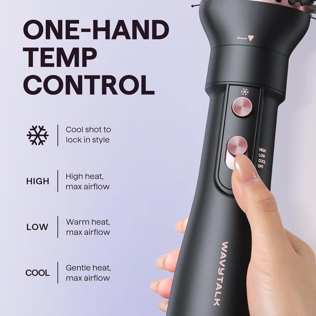 Detalle de Wavytalk Air Sculpt 4-in-1 Hair Dryer Brush Set (1050W) — Blowout Brush Styler for Volume, Smoothing & Straightening