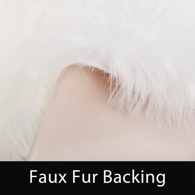 Detalle de Latepis 5x7 White Faux Sheepskin Area Rug (Washable Plush Shag)