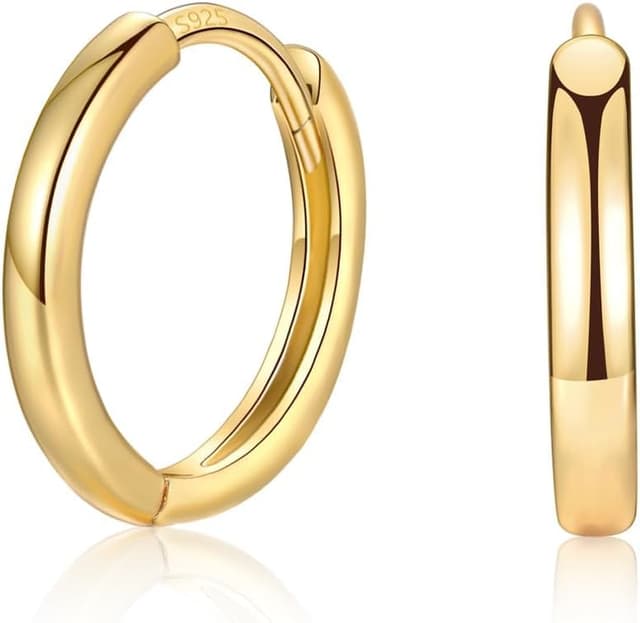 Detalle 2 de MASOP Creolen Silber 925 Stecker (8/10/12 mm) – kleine Ohringe für Damen, Frauen, Mädchen und Herren