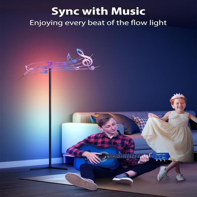Detalle 2 de Uocub LED Corner Floor Lamp (2 Packs) with RGB, App & Remote, Music Sync