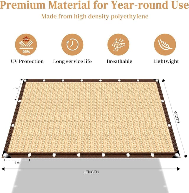 Detalle 2 de ZOZIJIU voile d’ombrage rectangulaire UV 90 %