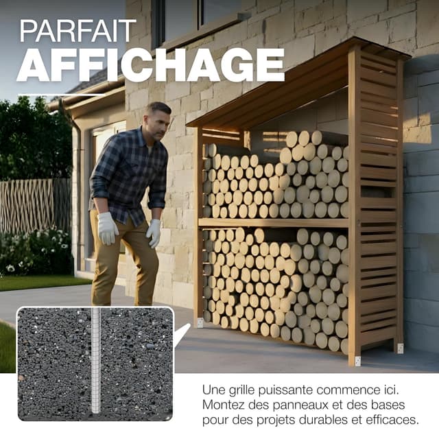 Detalle de GeZu Impex Support de poteau en U galvanisé à chaud pour clôture (lot de 12)