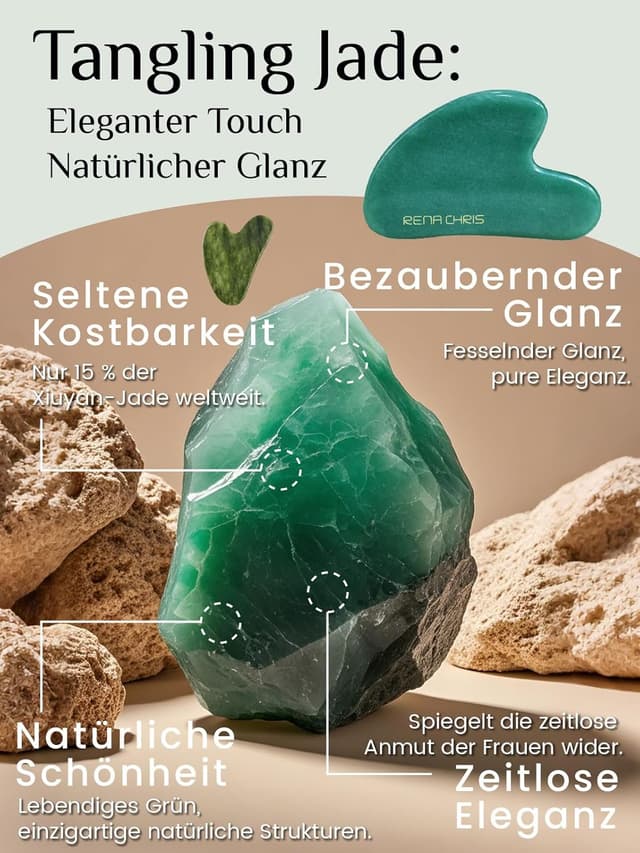 Detalle de Rena Chris Gua Sha Stein aus grünem Aventurin – 100% natürlicher Gua Sha für Gesicht, Augen & Körper