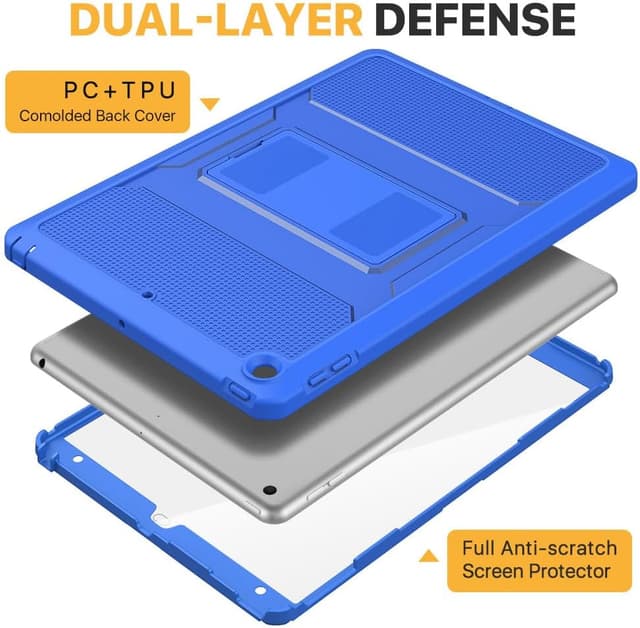 Detalle de MoKo Stoßfeste Schutzhülle für iPad 7/8/9 (10,2 Zoll) inkl. Displayschutz & Ständer – Blaue Welle