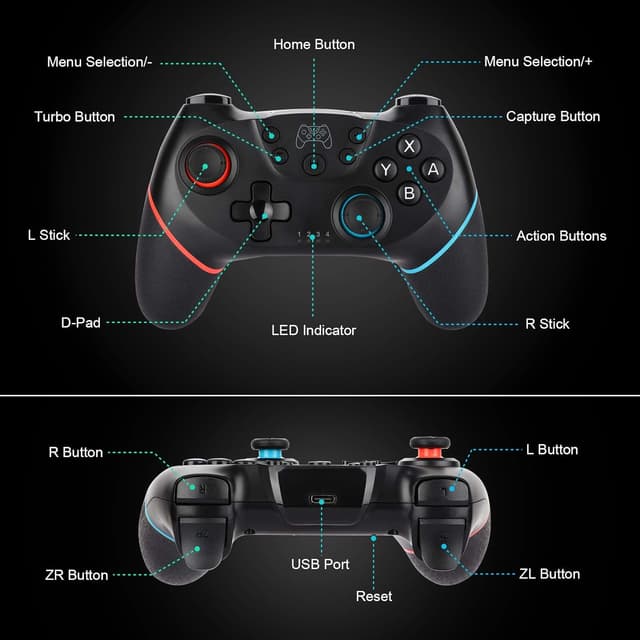 Thumbnail 6 de Manette Switch/Switch 2 sans fil rechargeable Sendowtek (Bluetooth) pour PC