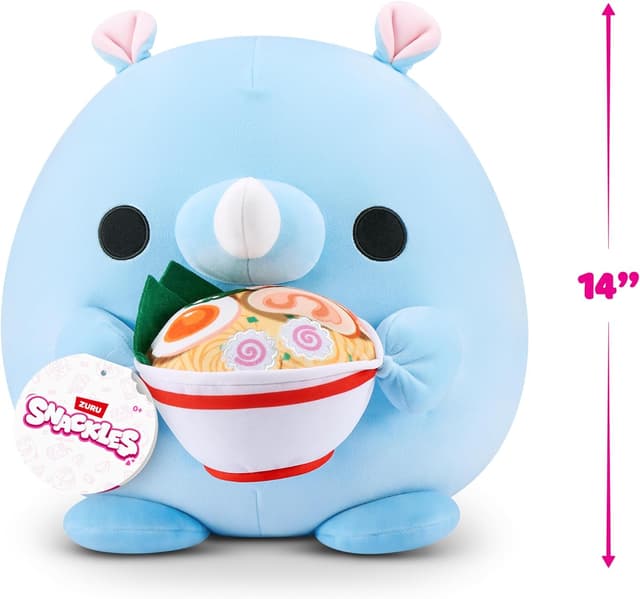 Detalle de Snackles Non-Licensed Series 1 14-inch Plush Rhino with Ramen (HUMPHREY) by ZURU