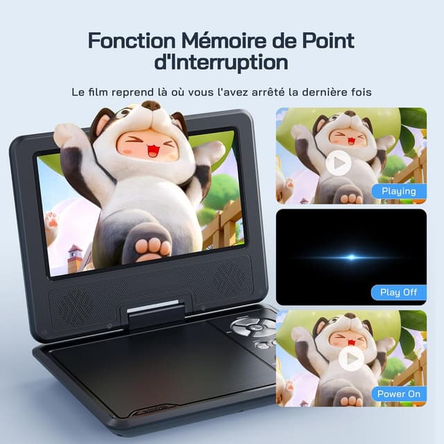 Thumbnail 5 de WOLFANG 9,5" Lecteur DVD Portable 6 heures