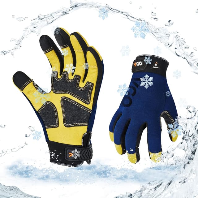 Thumbnail 6 de Gants de travail d’hiver Vgo… pour mécanicien (jusqu’à -20 °C), imperméables et tactiles – Gris, XL