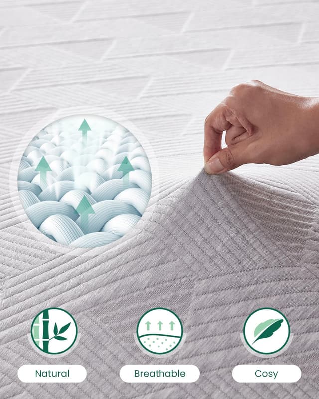 Thumbnail 4 de Bonnvia Mattress Topper for Double Bed with Bamboo Fibre Cover