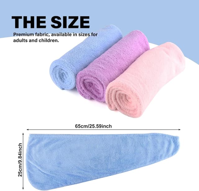 Thumbnail 1 de Lafefe 3 Pack Microfibre Hair Towel Wraps 3‑pack