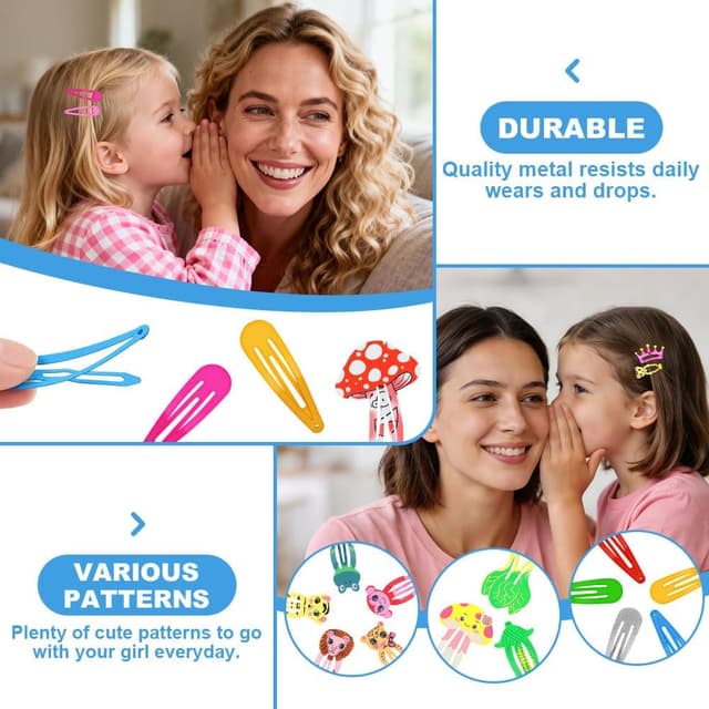 Thumbnail 6 de LOPHE BB lot de 110 barrettes à cheveux en métal (pinces plates) pour fille