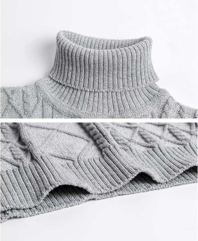 Detalle 2 de Herren Rollkragenpullover Zopfstrick Slim Fit