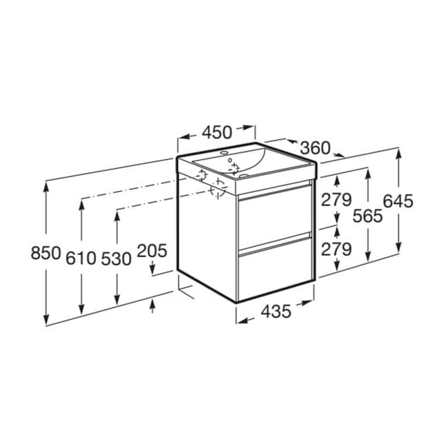 Detalle 2 de Roca Ona mueble baño compacto 2 cajones 1 lavabo
