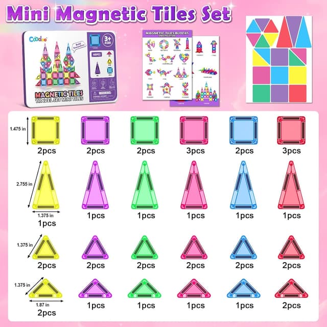 Thumbnail 2 de Magnetic Tiles Mini Travel Set for Kids