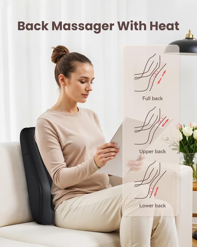 Detalle 2 de COMFIER Back Massager with Heat – Shiatsu Neck & Back Massage Pillow with Kneading Nodes