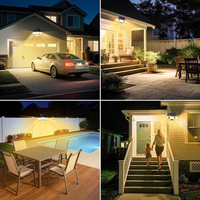 Detalle 2 de Peasur faretto LED da esterno solare con sensore di movimento e 318 LED