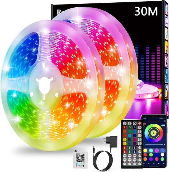 Detalle de Tira led 30 m RGB Bluetooth inteligente atenuable