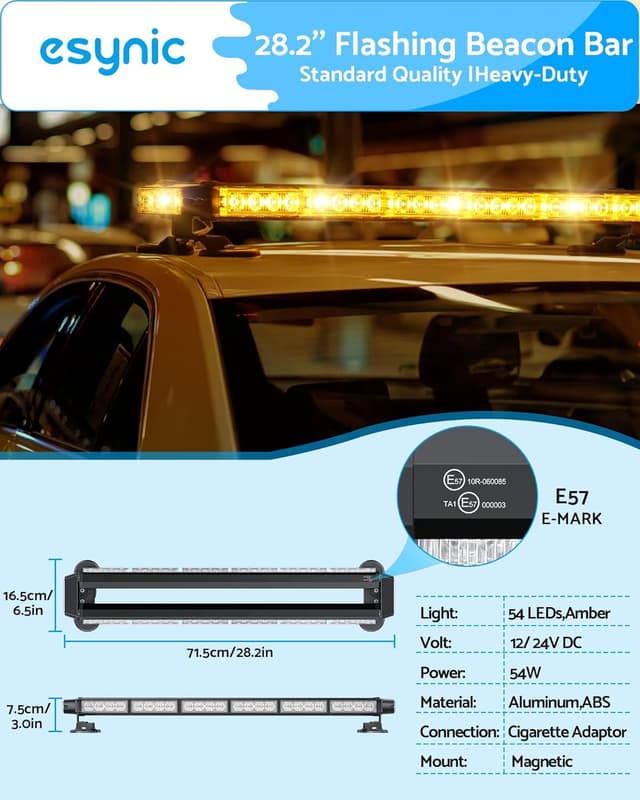 Detalle 2 de eSynic magnetic beacon light bar 71.5cm