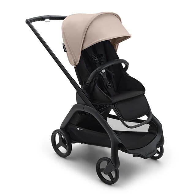 Detalle de Bugaboo Dragonfly silla de paseo base negro, capota taupé