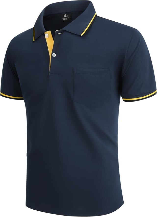 Detalle de zitysport Herren Golf-Poloshirt Kurzarm – atmungsaktiv, Performance-Gewebe mit Brusttasche (Slim Fit)