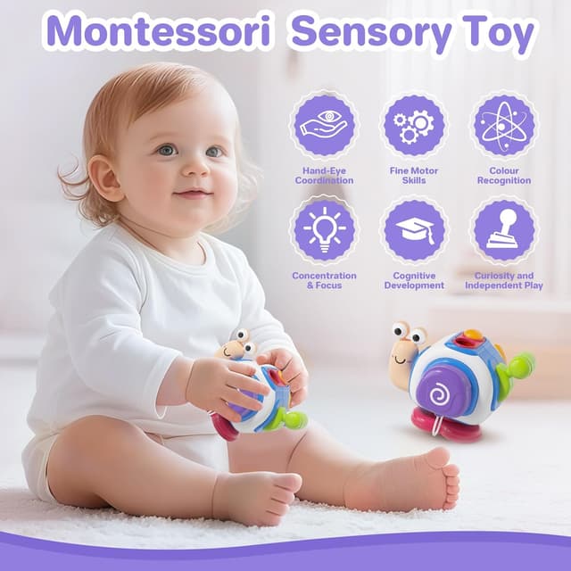 Detalle de ZCOINS Snail Travel Toy for Toddlers (18M+) – Montessori Sensory Busy Cube for Car & Plane Rides