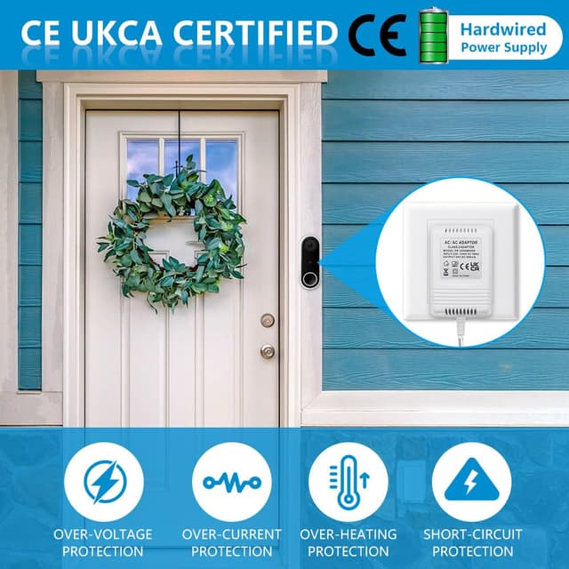 Detalle de AMFUN 24V 500mA Doorbell Transformer (AC power adapter) for Ring doorbells & thermostats, 8m cable