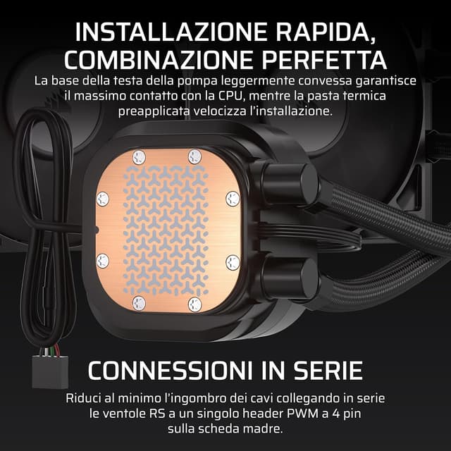 Detalle de Corsair NAUTILUS 360 RS LCD: dissipatore a liquido AIO da 360 mm con schermo LCD IPS da 2,1