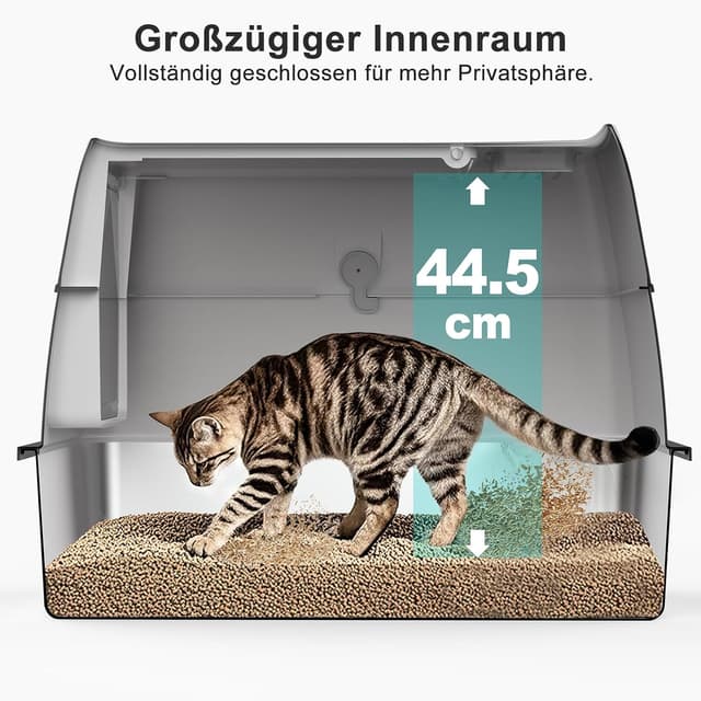 Detalle 2 de FURTIME Katzenklo Edelstahl XXL – Geschlossenes WC für Katzen