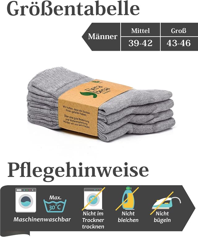 Detalle de Fiera Besa Diabetikersocken für Herren (Komfortbund, ohne Gummibund, knöchelhoch)