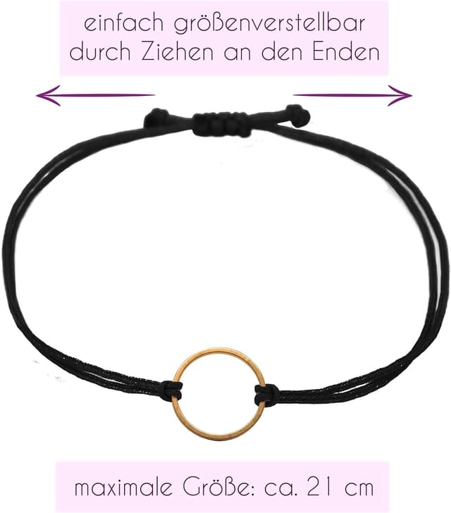 Detalle de Selfmade Jewelry Armband Damen Kreis – größenverstellbares Handgelenkband mit Makramee-Knoten (inkl. Geschenkverpackung)