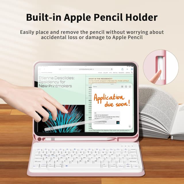 Detalle 2 de Zoyu Keyboard Case for iPad 11th Gen A16 11.0” Light Pink ⌨