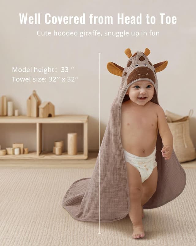 Thumbnail 3 de Blissful Diary Muslin Baby Hooded Towel 32"x32