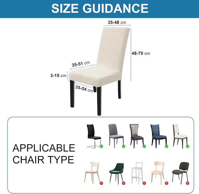 Thumbnail 6 de Ystyle Housse de chaise 6 pièces extensible (crème) pour salle à manger