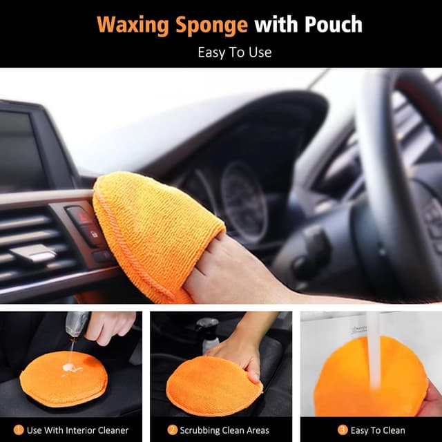 Thumbnail 6 de YeewayVeh 7PCS Car Interior Detailing Kit (Orange) – soft, scratch-free brushes, applicator pads & microfiber cloth